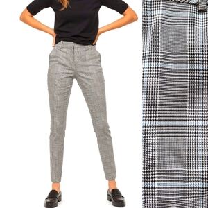 H & M plaid slim trousers checkered mid rise